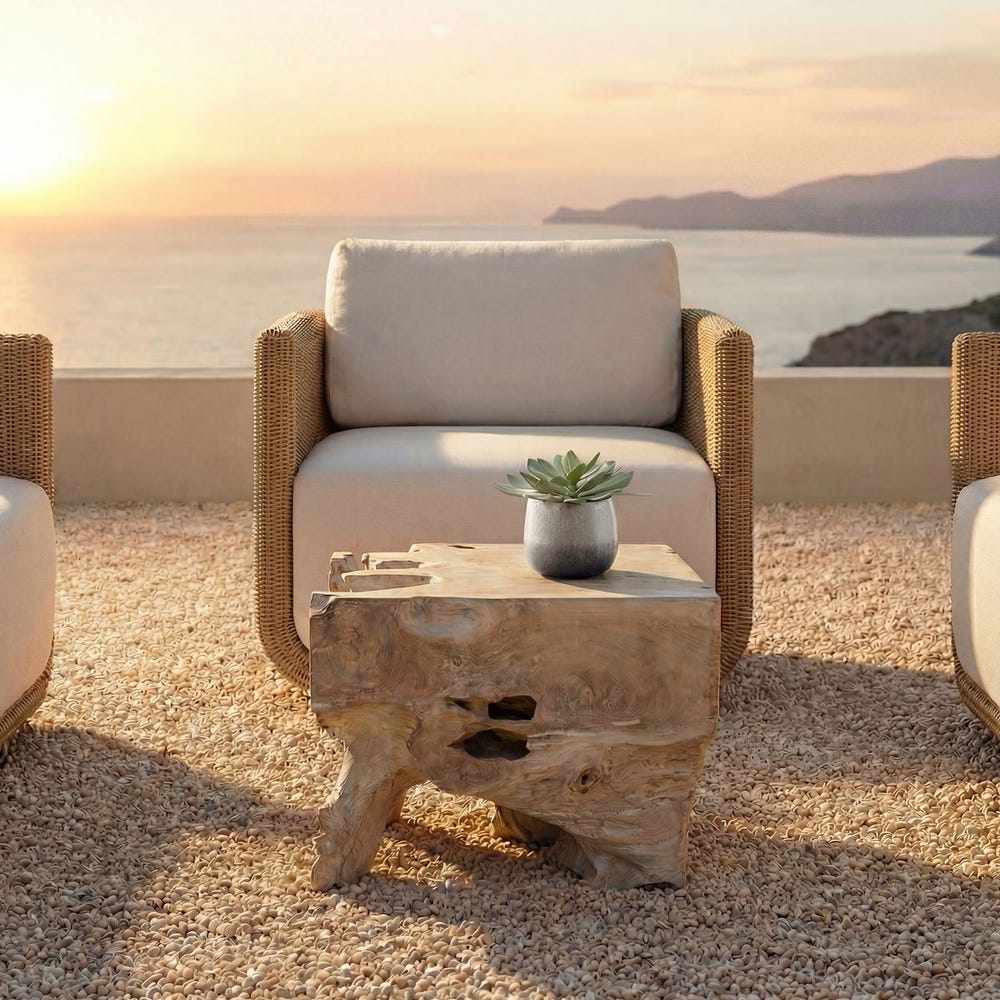 Uttermost Deguara Natural Teak Wood Coffee Table ~ Indoor & Outdoor Use