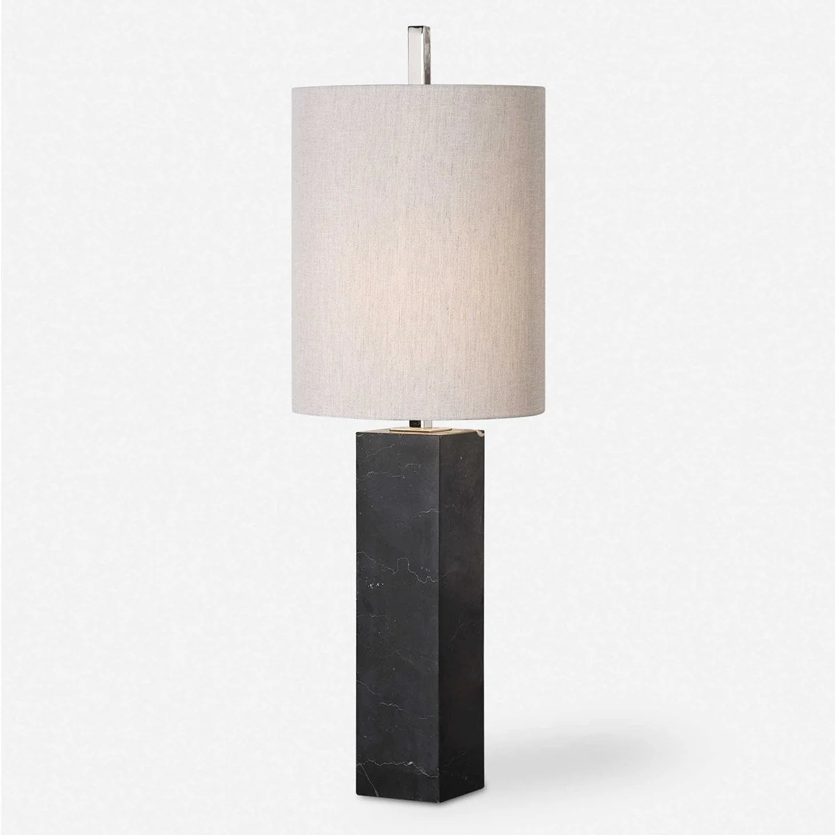 Uttermost Delaney Black Marble Buffet Lamp With Light Beige Linen Shade - Image 3