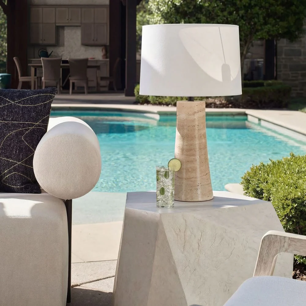 Uttermost Delmani Natural Travertine Table Lamp ~ Indoor & Outdoor Use
