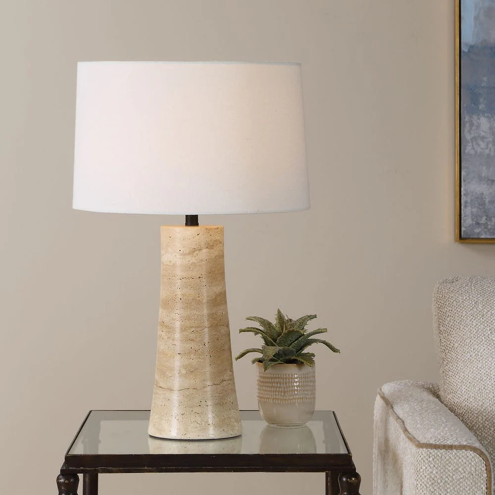 Uttermost Delmani Natural Travertine Table Lamp ~ Indoor & Outdoor Use - Image 3