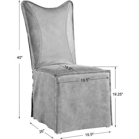 Uttermost Delroy Cognac Nubuck Leather Slipcover Dining Chairs Set of 2 - Image 9