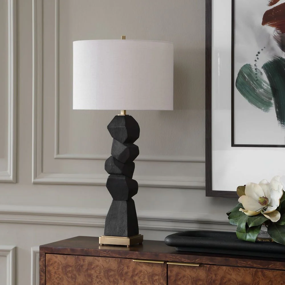 Uttermost Demelo Stacked Walnut Base Table Lamp - Image 2