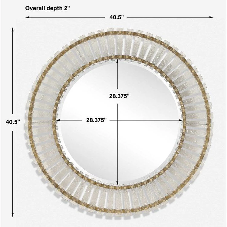 Uttermost Denali Textured Glass and Brushed Gold Iron Round Mirror - Image 6