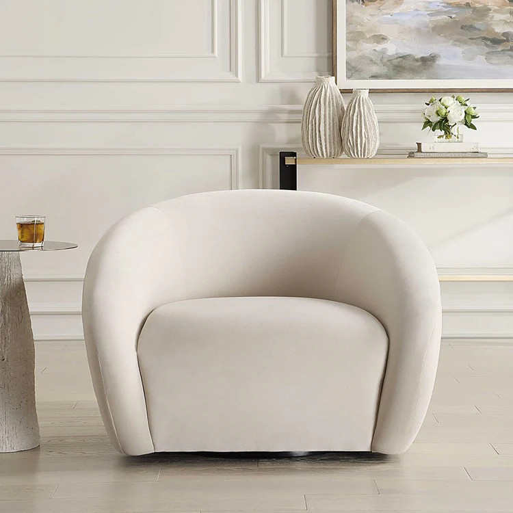 Uttermost DeSoto Cream Velvet Swivel Chair - Image 2