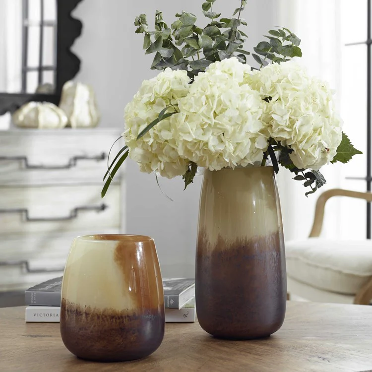 Uttermost Desert Wind Light Sand, Rust and Dark Bronze Glass Set of 2 Vases - Image 3