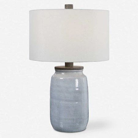 Uttermost Dimitri Light Blue Crackle Glazed Ceramic Table Lamp With Linen Shade