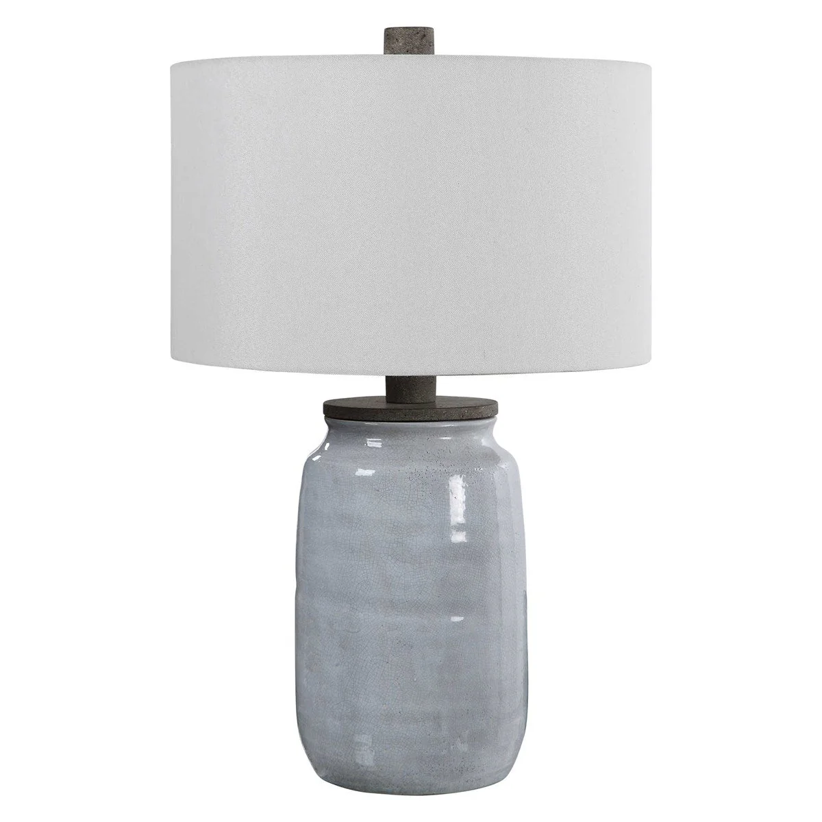Uttermost Dimitri Light Blue Crackle Glazed Ceramic Table Lamp With Linen Shade - Image 5