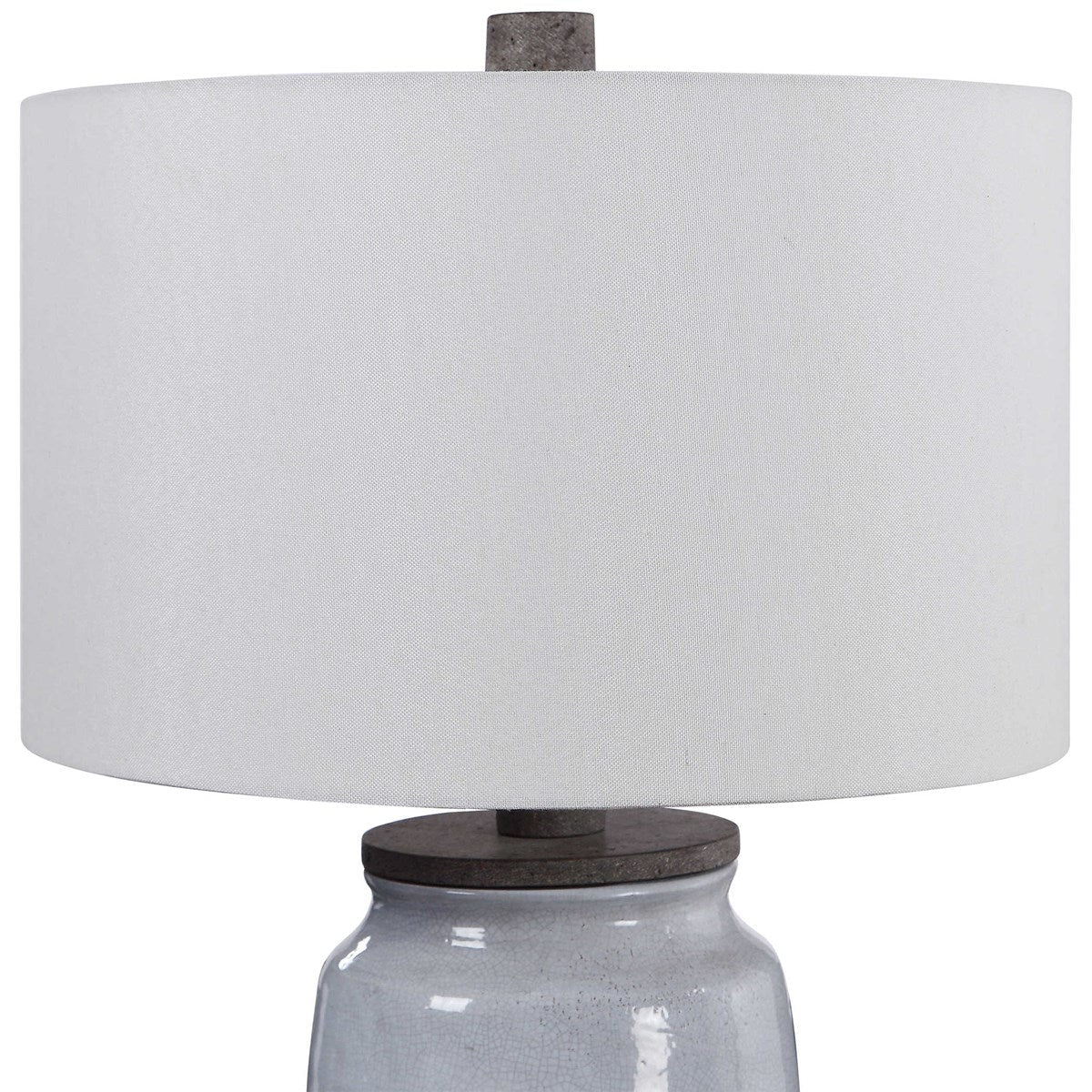 Uttermost Dimitri Light Blue Crackle Glazed Ceramic Table Lamp With Linen Shade - Image 6