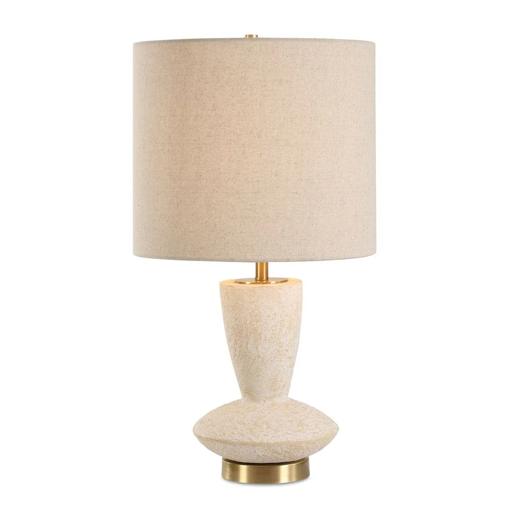 Uttermost Doreyn Ivory Ceramic Base Table Lamp With Light Beige Linen Shade - Image 2