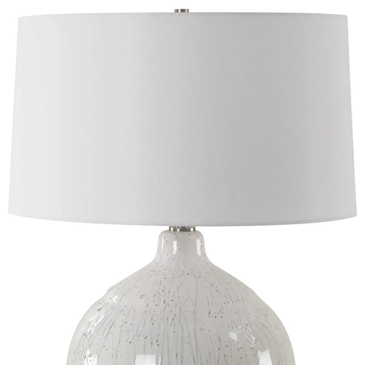 Uttermost Dribble White Glazed Ceramic Table Lamp With Linen Shade - Image 5