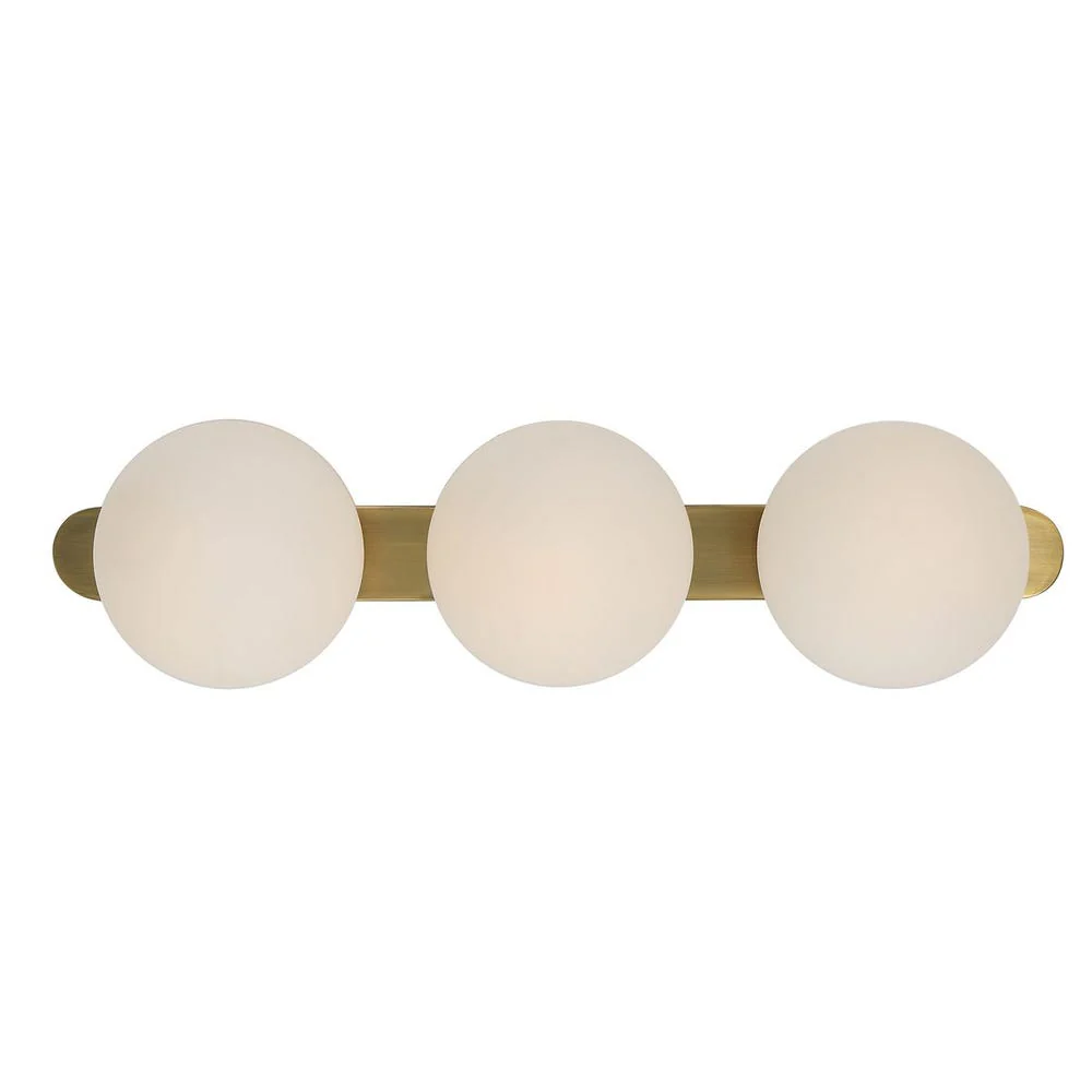 Uttermost Droplet Matte White Opal Globes With Antique Brass Finish 3 Light Sconce - Image 4