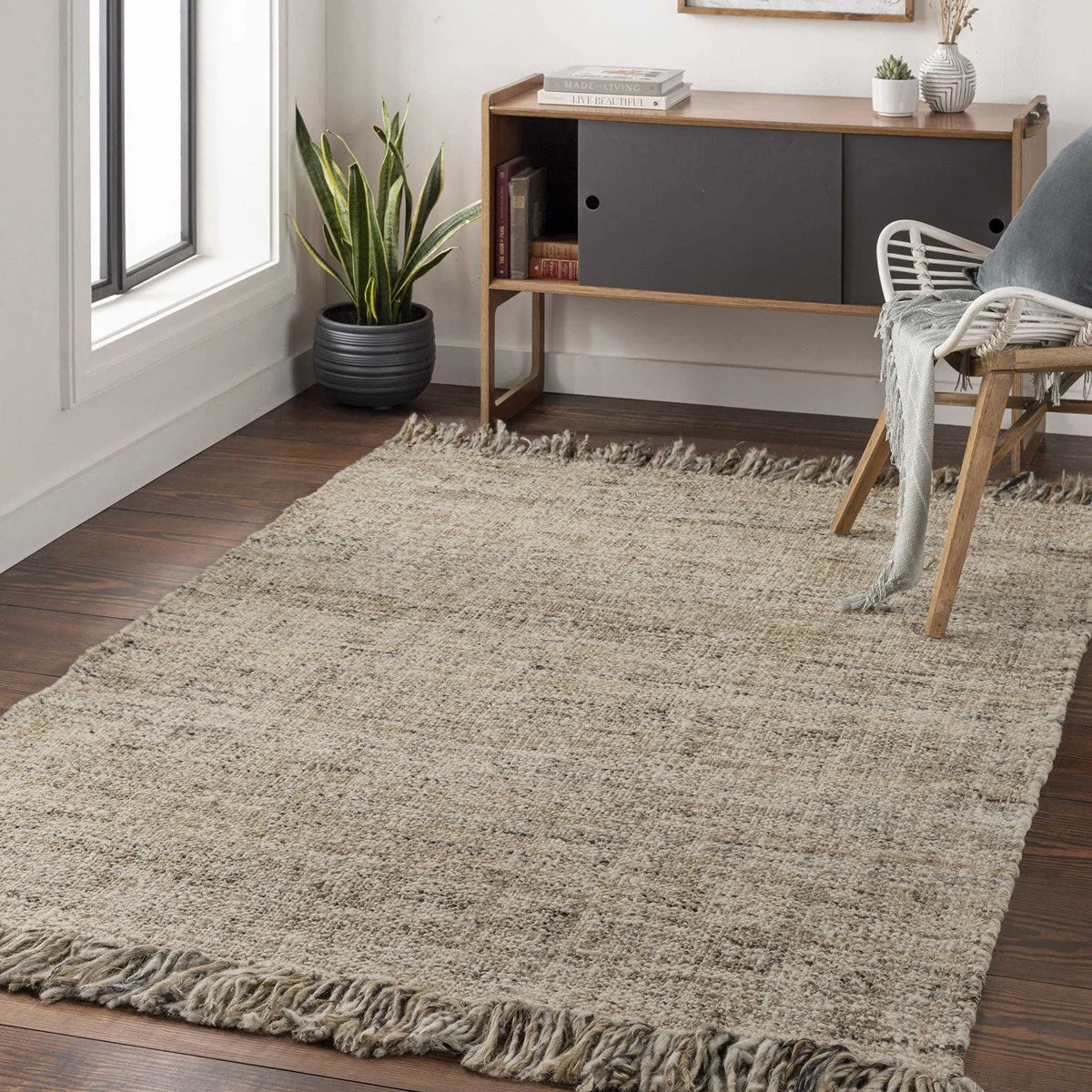 Uttermost Dumont Hand Woven Jute and Wool Tan, Gray & Charcoal Rug ~ 5' x 7'6" - Image 4