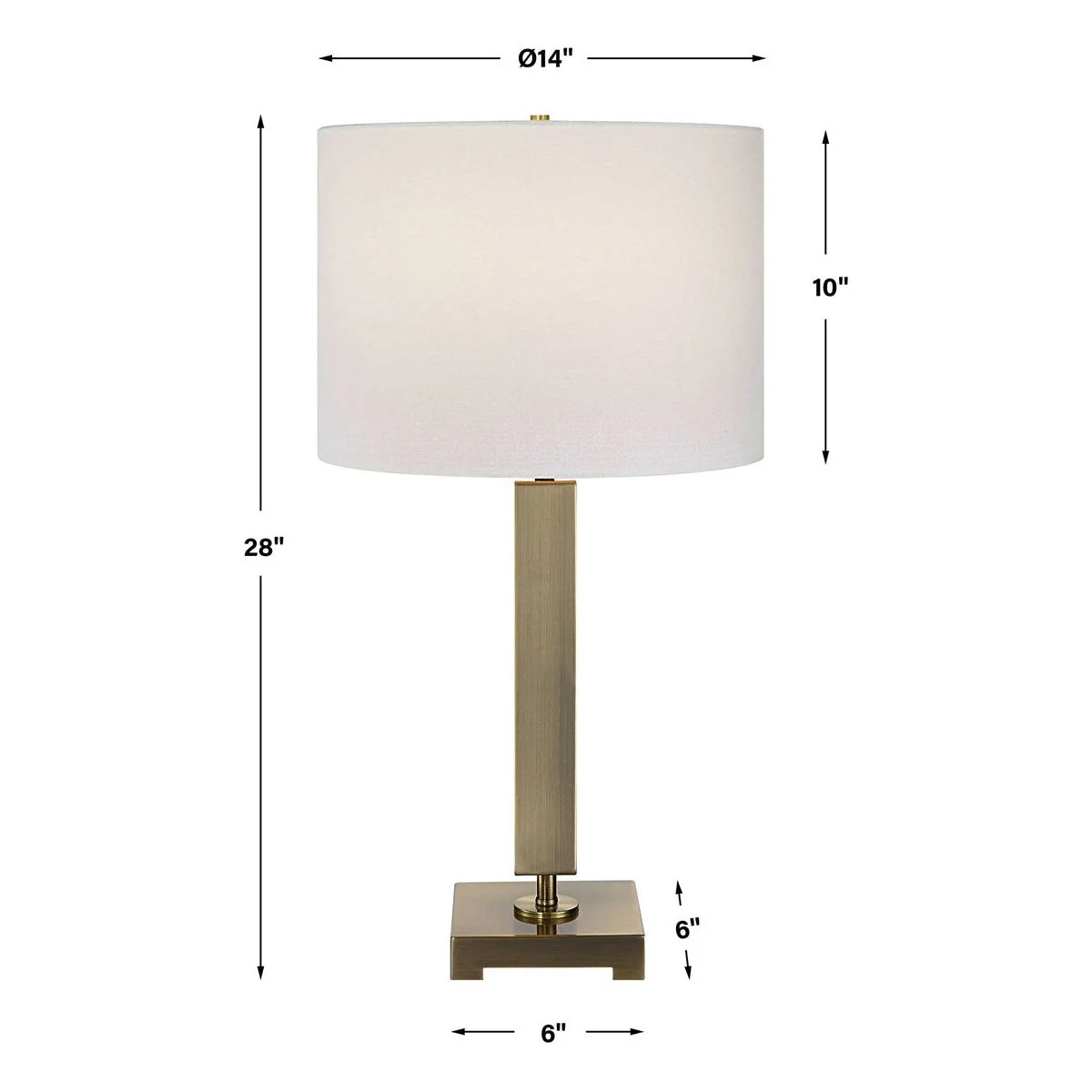 Uttermost Duomo Antique Brass Table Lamp With White Linen Shade - Image 5