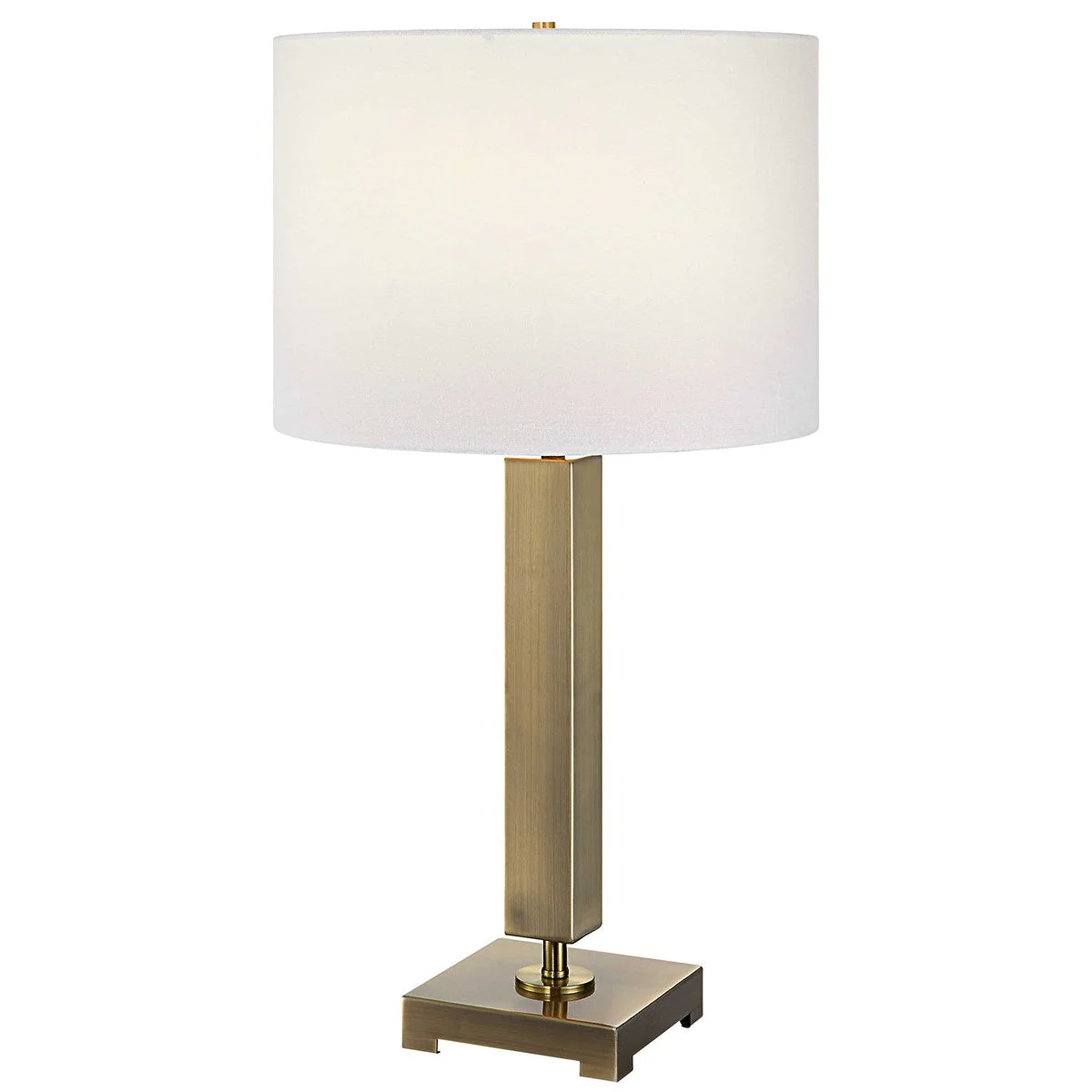 Uttermost Duomo Antique Brass Table Lamp With White Linen Shade - Image 6