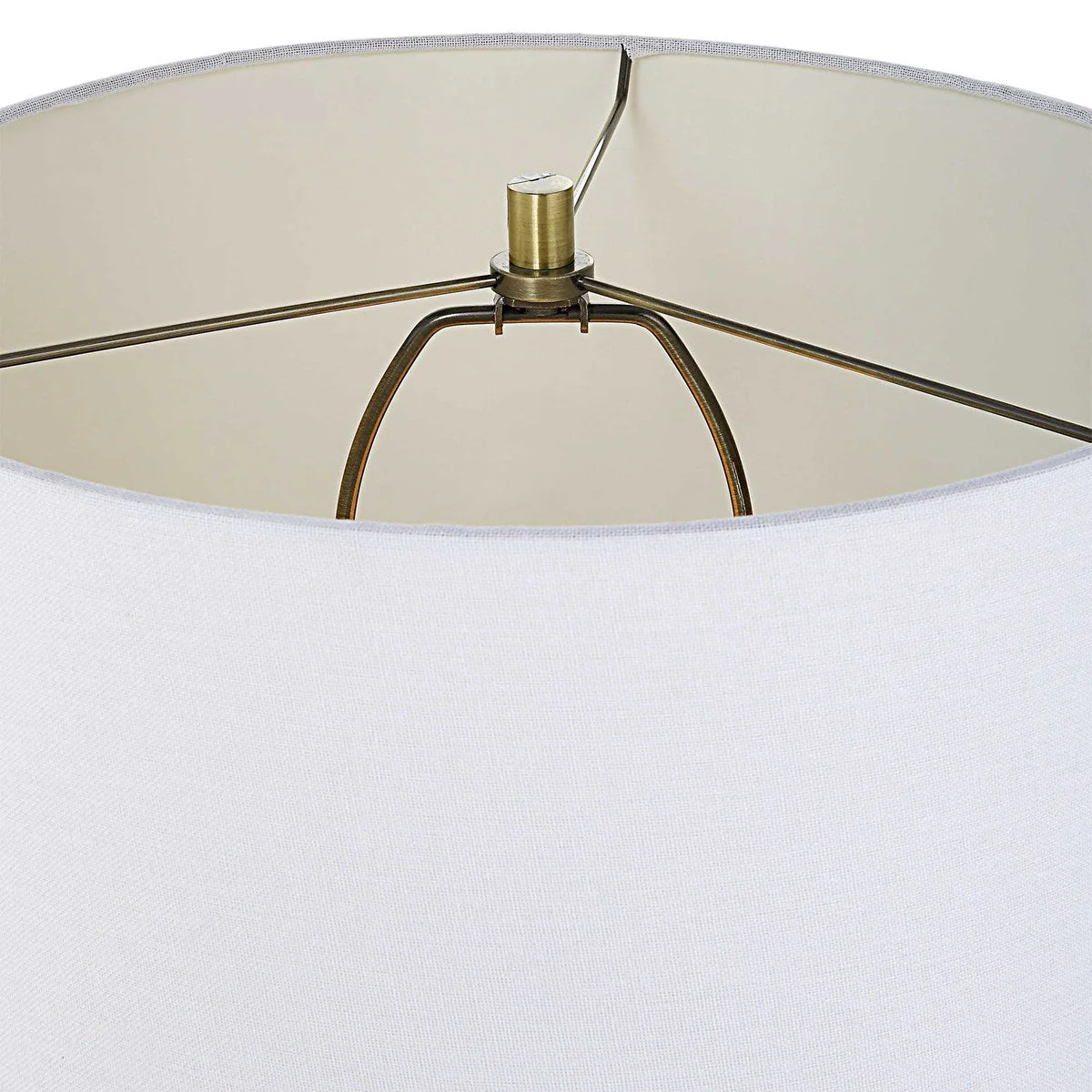Uttermost Duomo Antique Brass Table Lamp With White Linen Shade - Image 9