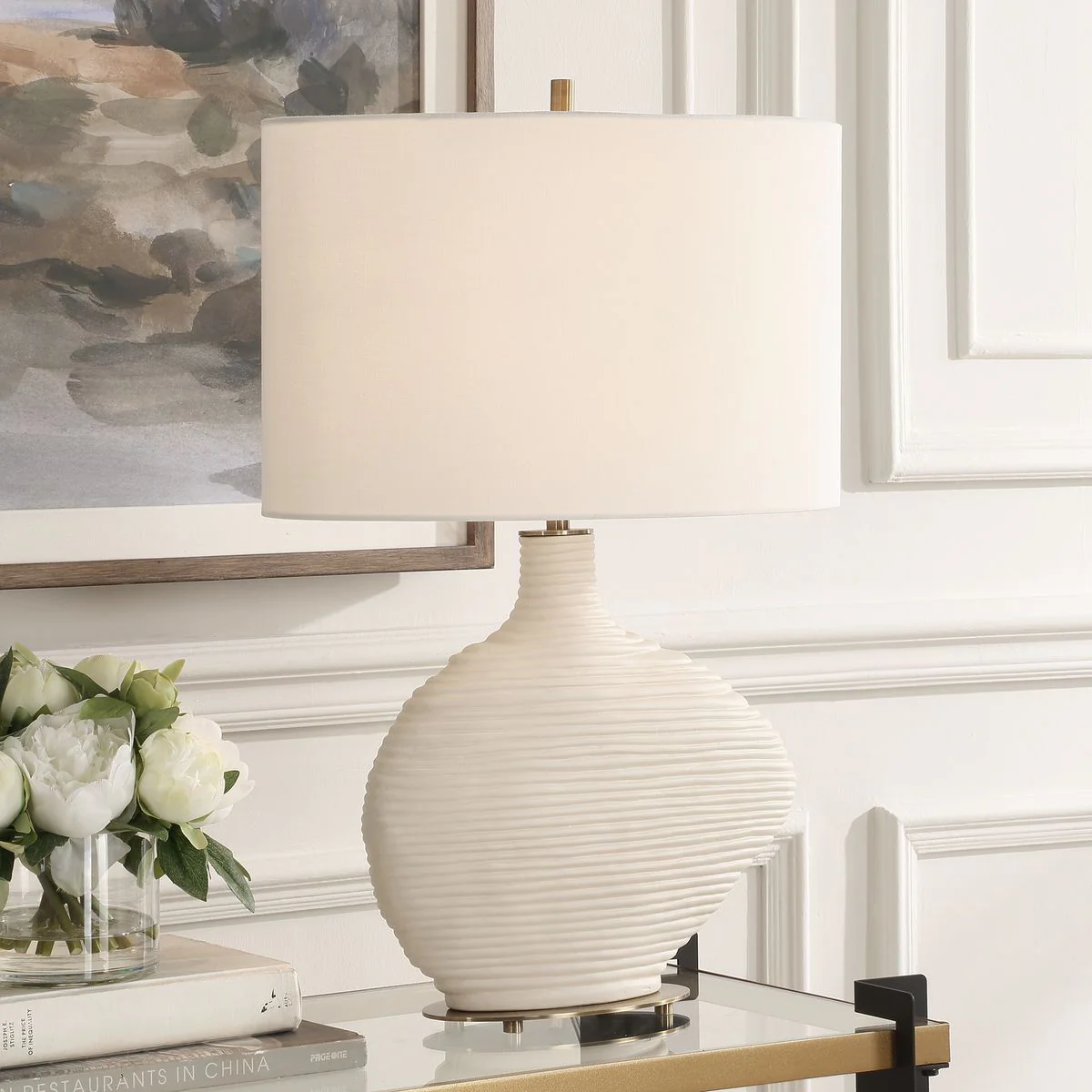 Uttermost Duostacked Warm White Finish Table Lamp - Image 3