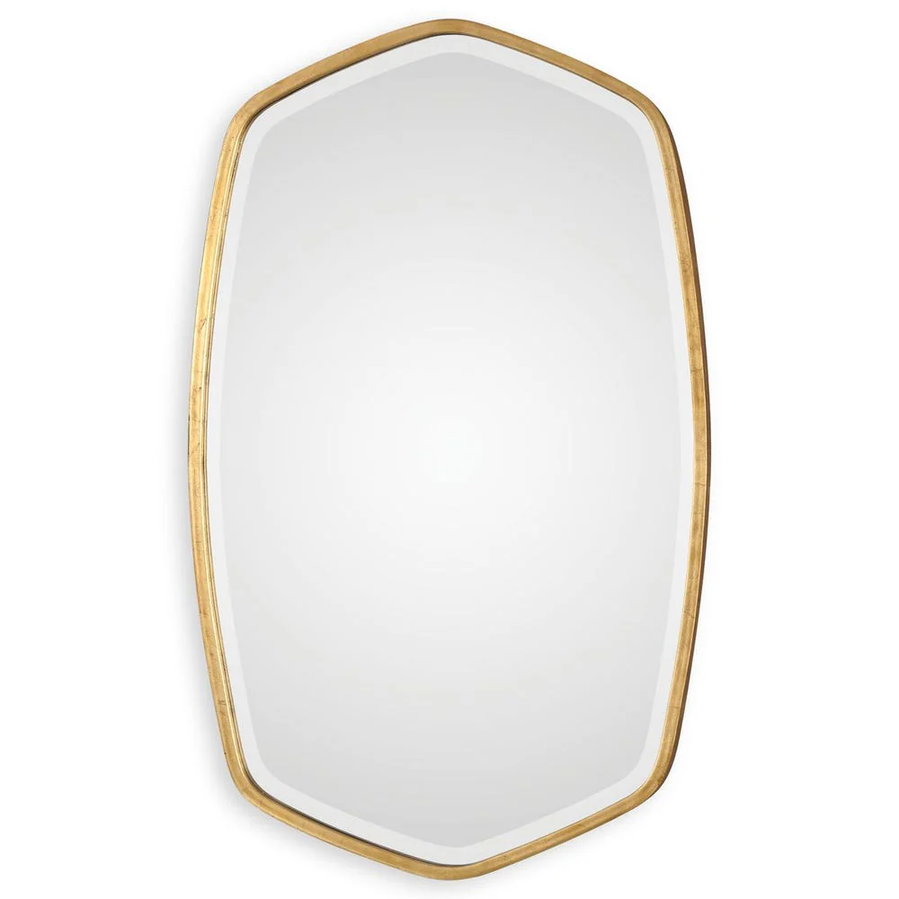 Uttermost Duronia Unique Shaped Antique Gold Leaf Mirror - Image 9