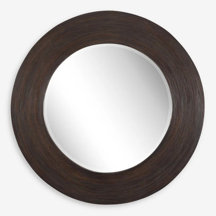 Uttermost Dutton Dark Stained Bamboo Round Mirror - Image 2