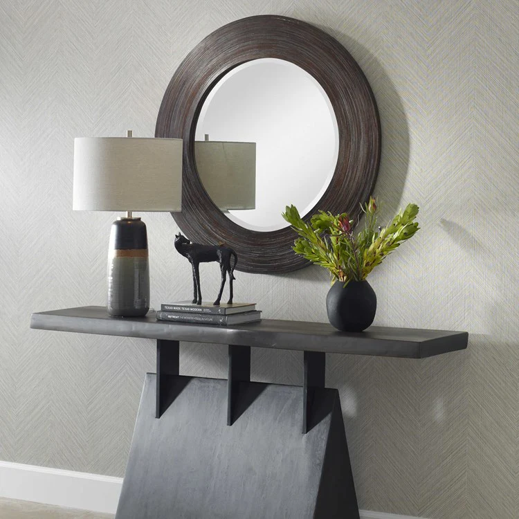 Uttermost Dutton Dark Stained Bamboo Round Mirror - Image 3