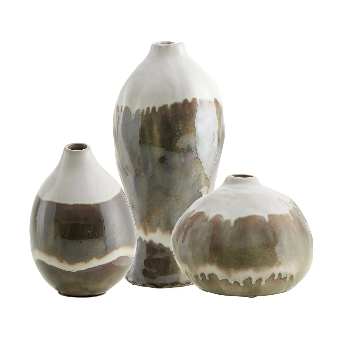 Uttermost Earthflow Set of 3 Glazed Ceramic Vases ~ Indoor And Outdoor Use - Image 4