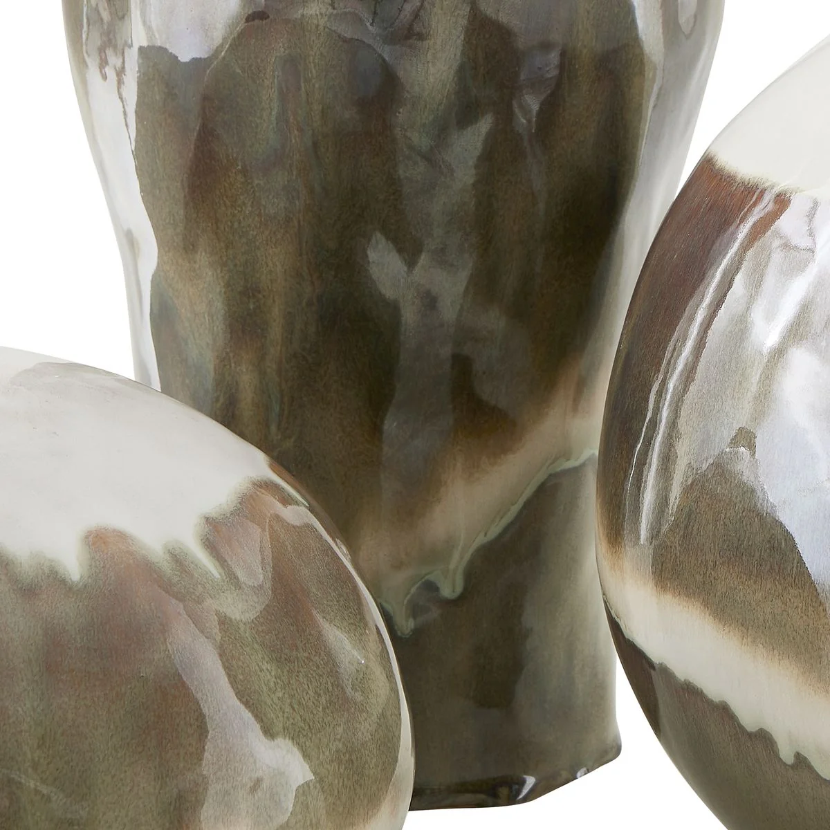 Uttermost Earthflow Set of 3 Glazed Ceramic Vases ~ Indoor And Outdoor Use - Image 5