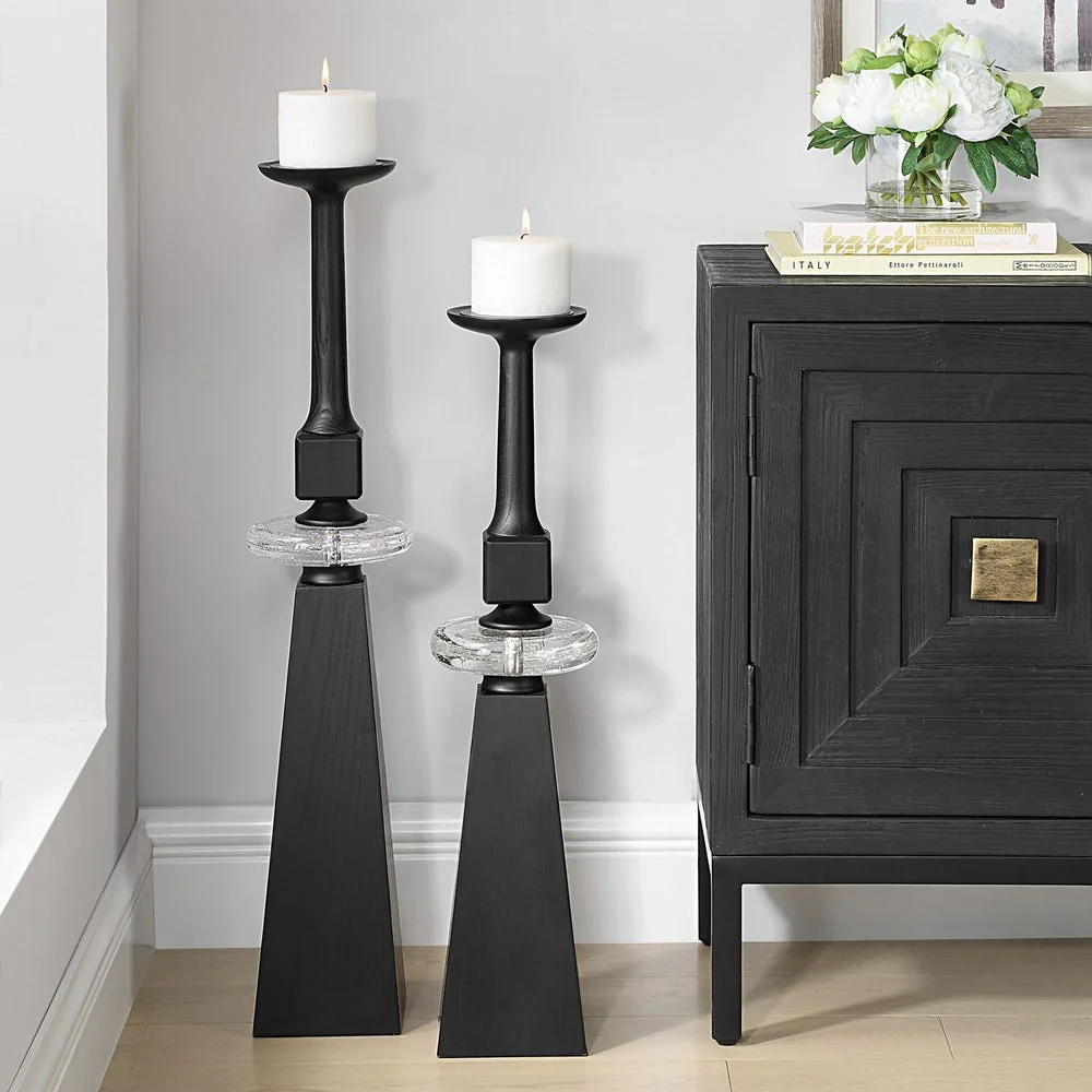 Uttermost Ebon Glow Candleholders Set Of Two