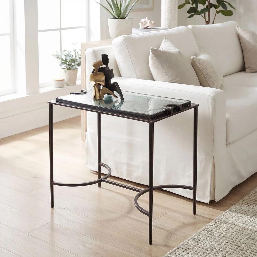Uttermost Eisen Cast Iron Glass Tabletop Accent Table