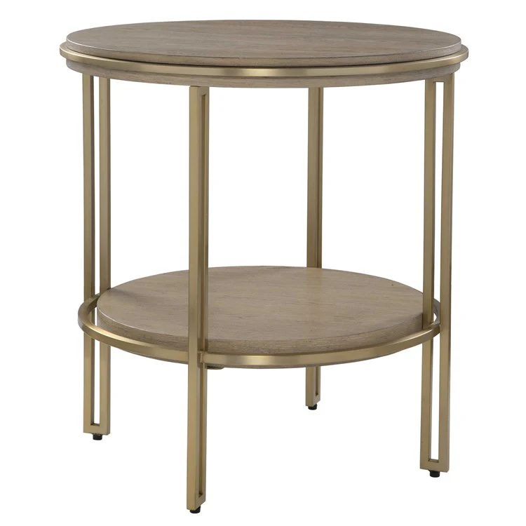 Uttermost Elise Light Oak With Brished Brass Side Table - Image 3