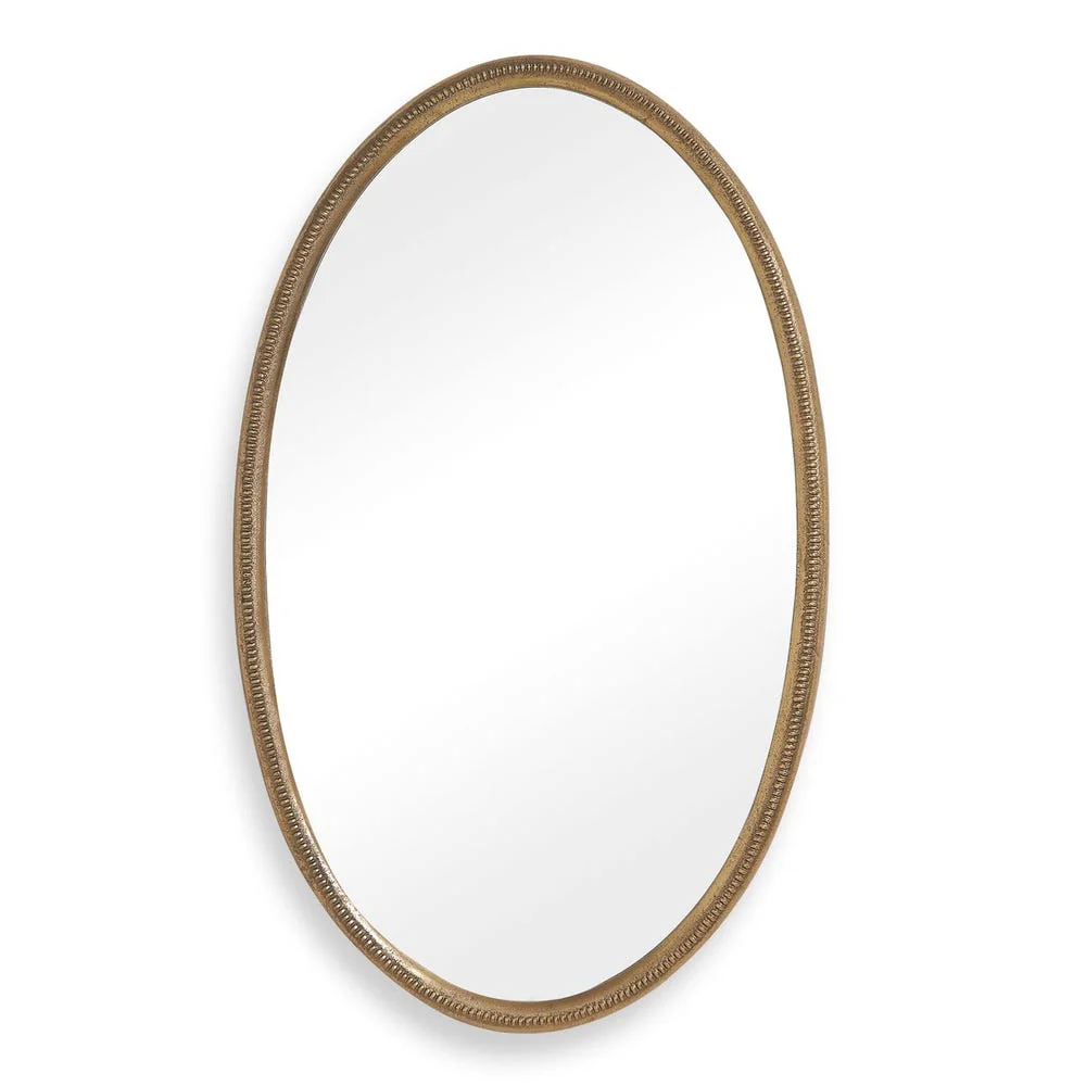 Uttermost Ellis Beaded Antique Brass Oval Mirror - Image 2