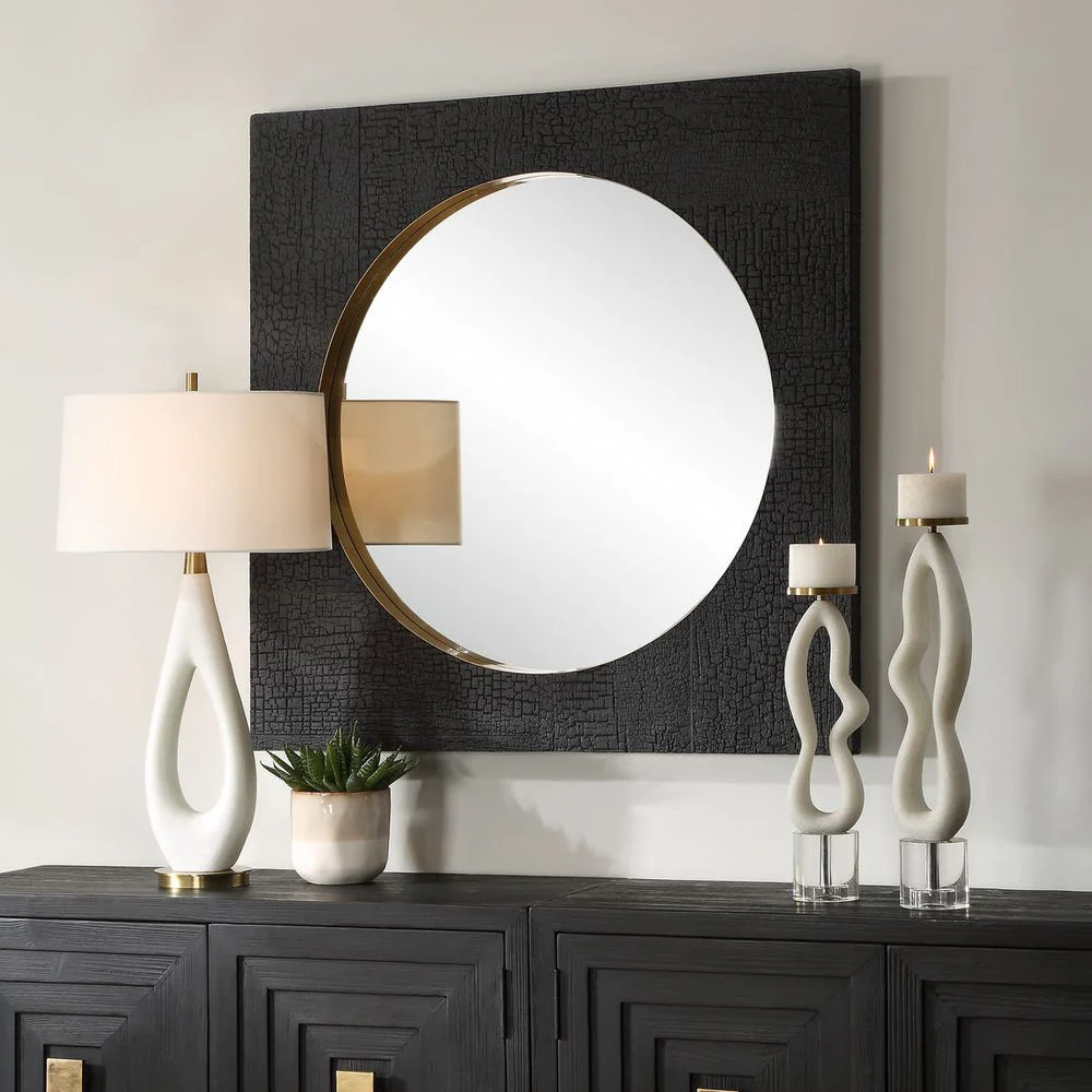 Uttermost Ember Rich Black Wood Charring Square Mirror - Image 2