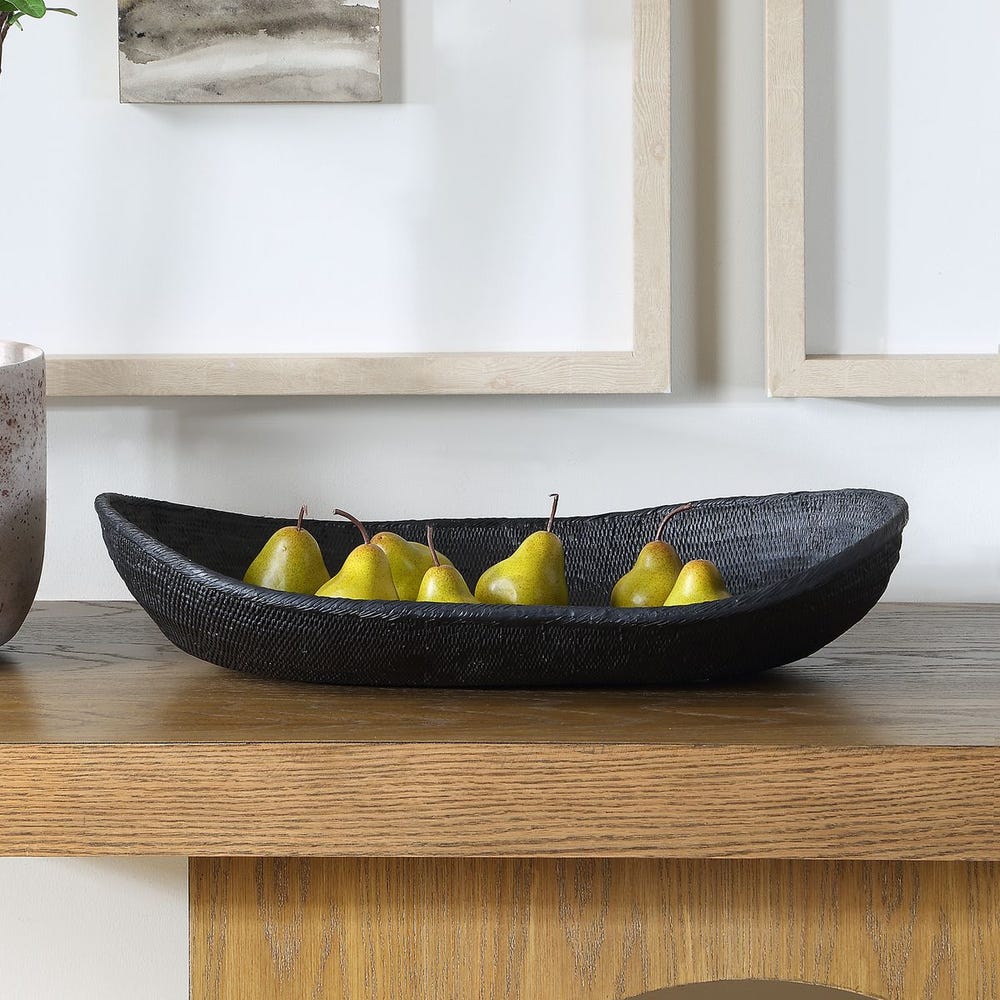 Uttermost Ember Weave Rich Black Finish Bowl ~ Indoor And Outdoor Use - Image 2