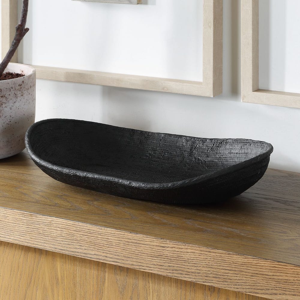 Uttermost Ember Weave Rich Black Finish Bowl ~ Indoor And Outdoor Use - Image 3