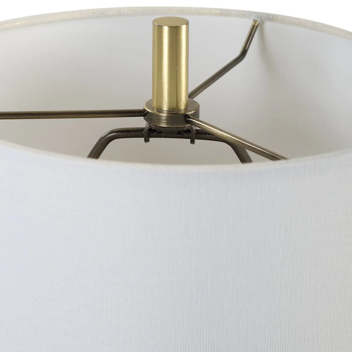 Uttermost Enigma Smoky Teal Blue Glass Buffet Lamp With White Linen Shade - Image 6