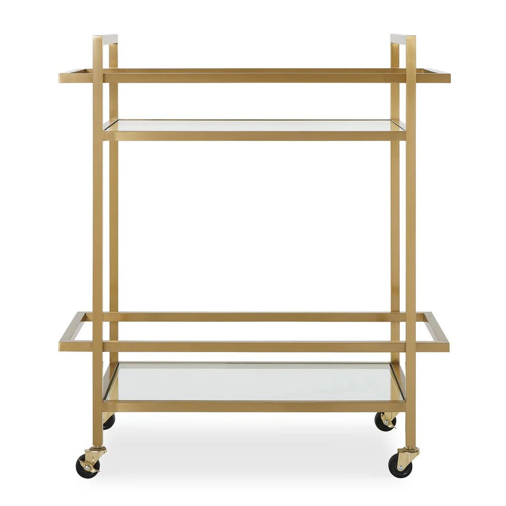 Uttermost Erena Brass Bar Cart With Glass Shelves - Image 2