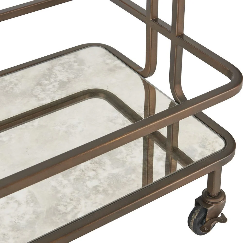 Uttermost Erivo Bronze with Antiqued Mirror Bar Cart - Image 8