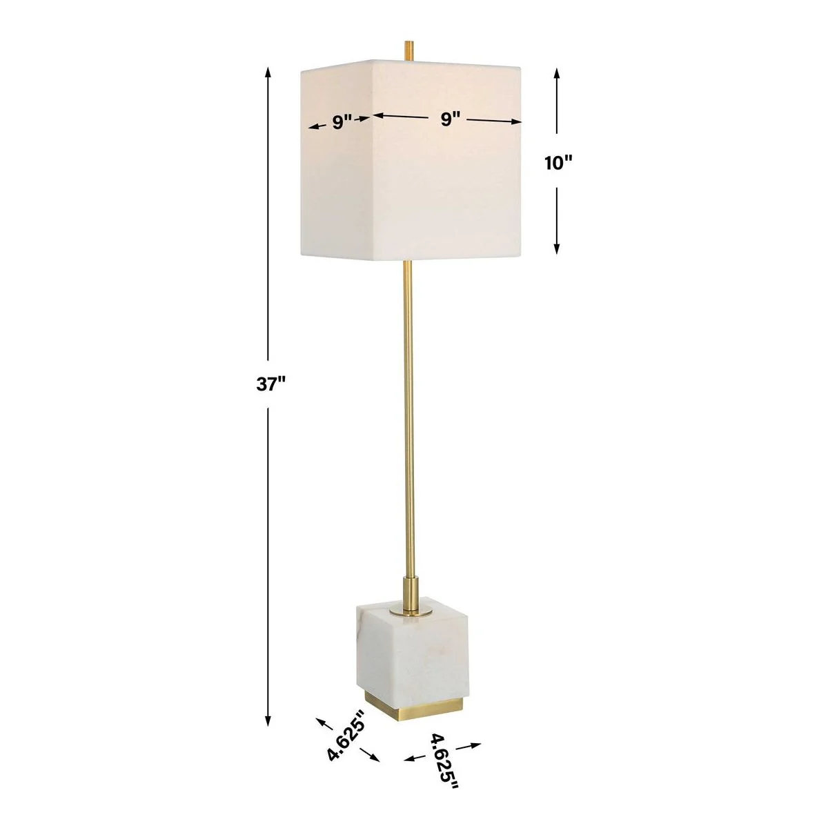 Uttermost Escort Brushed Brass and White Marble Buffet Lamp With Linen Shade - Image 4