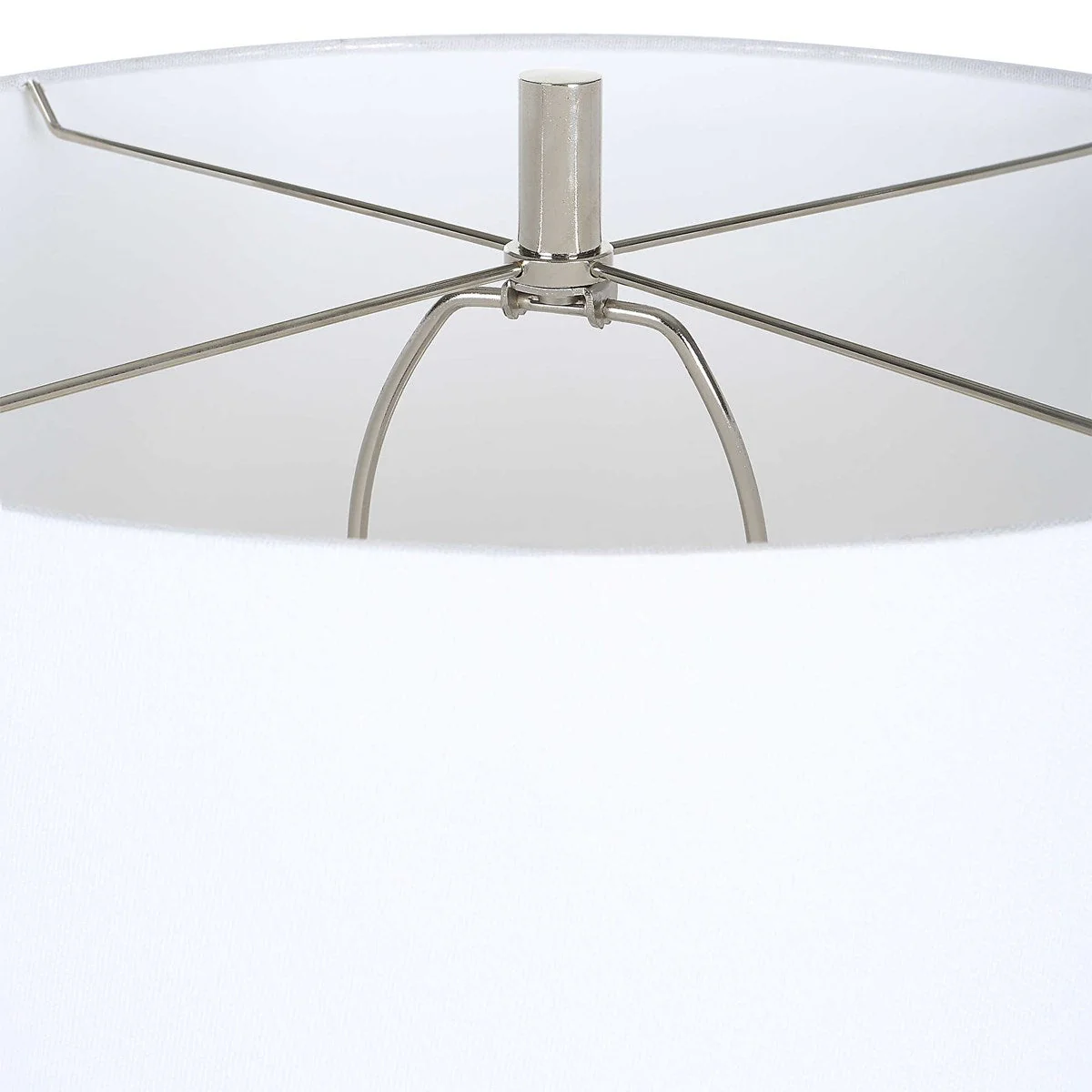 Uttermost Exposition Polished Nickel Iron and White Marble Floor Lamp With Linen Shade - Image 8