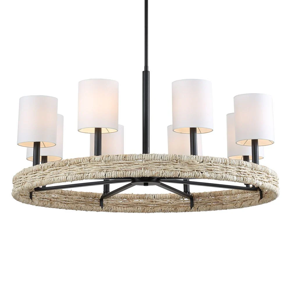 Uttermost Faiyam Woven Rattan Rich Dark Bronze Finish 8 Light Chandelier - Image 4