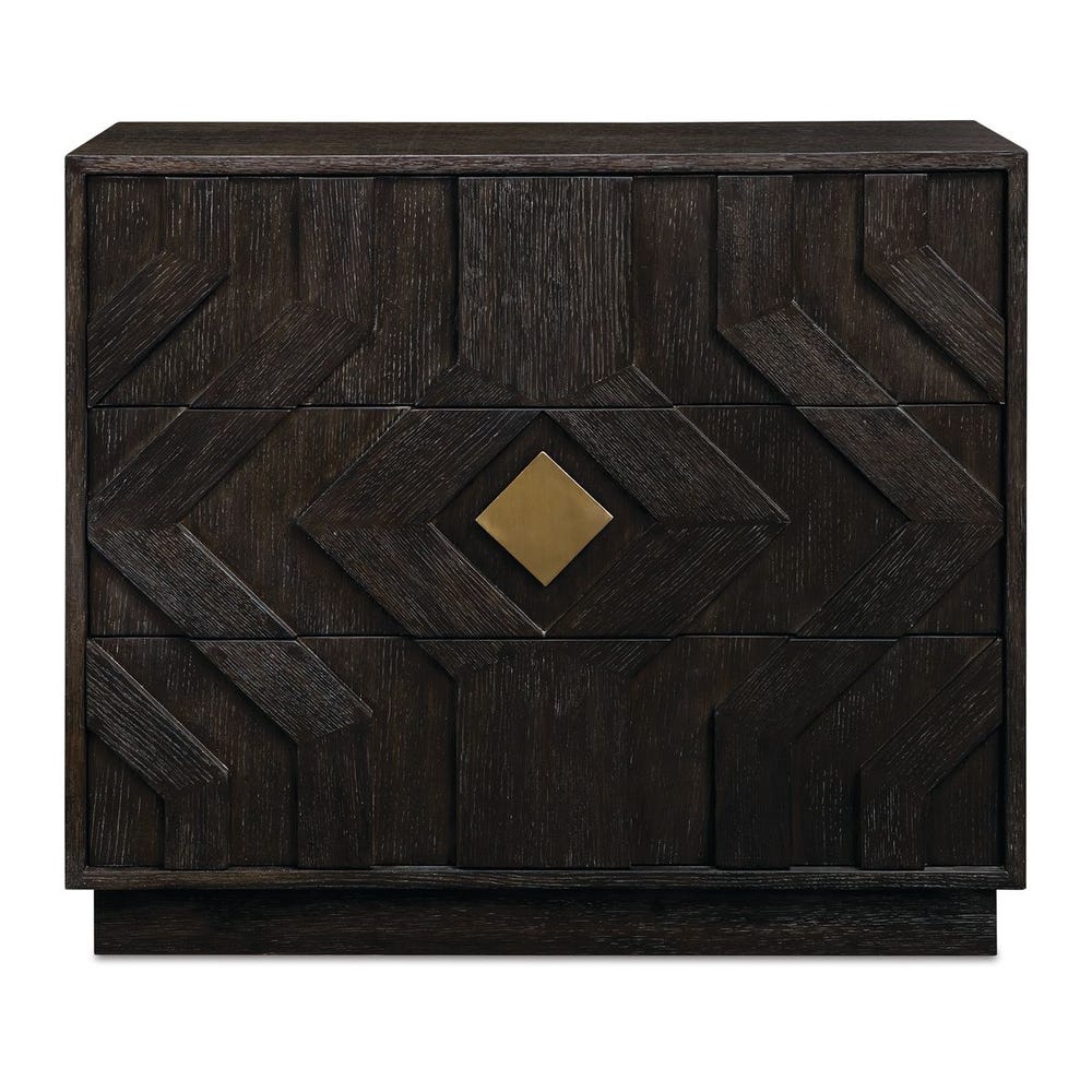 Uttermost Faulkner Chevron Black Oak 3- Drawer Chest - Image 2