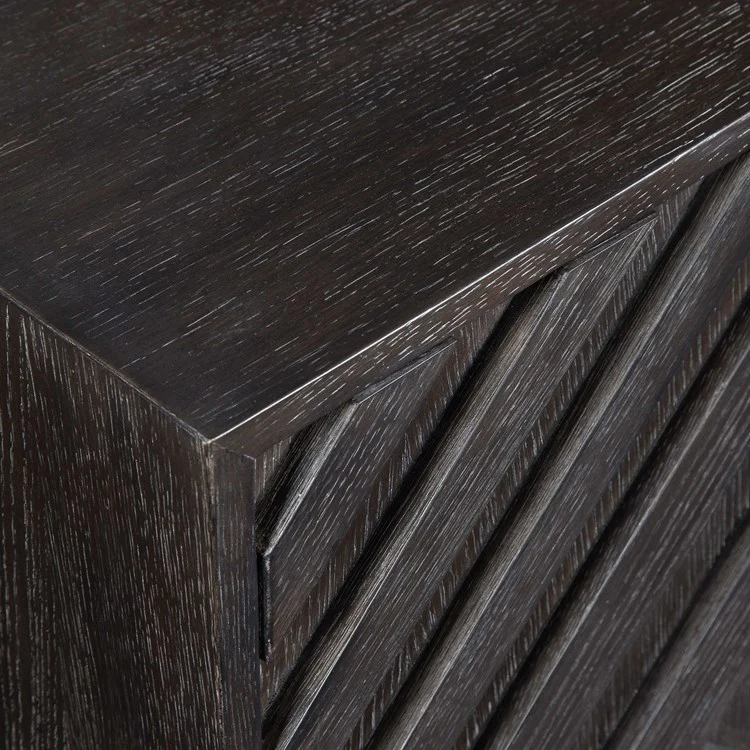 Uttermost Faulkner Chevron Black Oak 4 Door Cabinet - Image 4