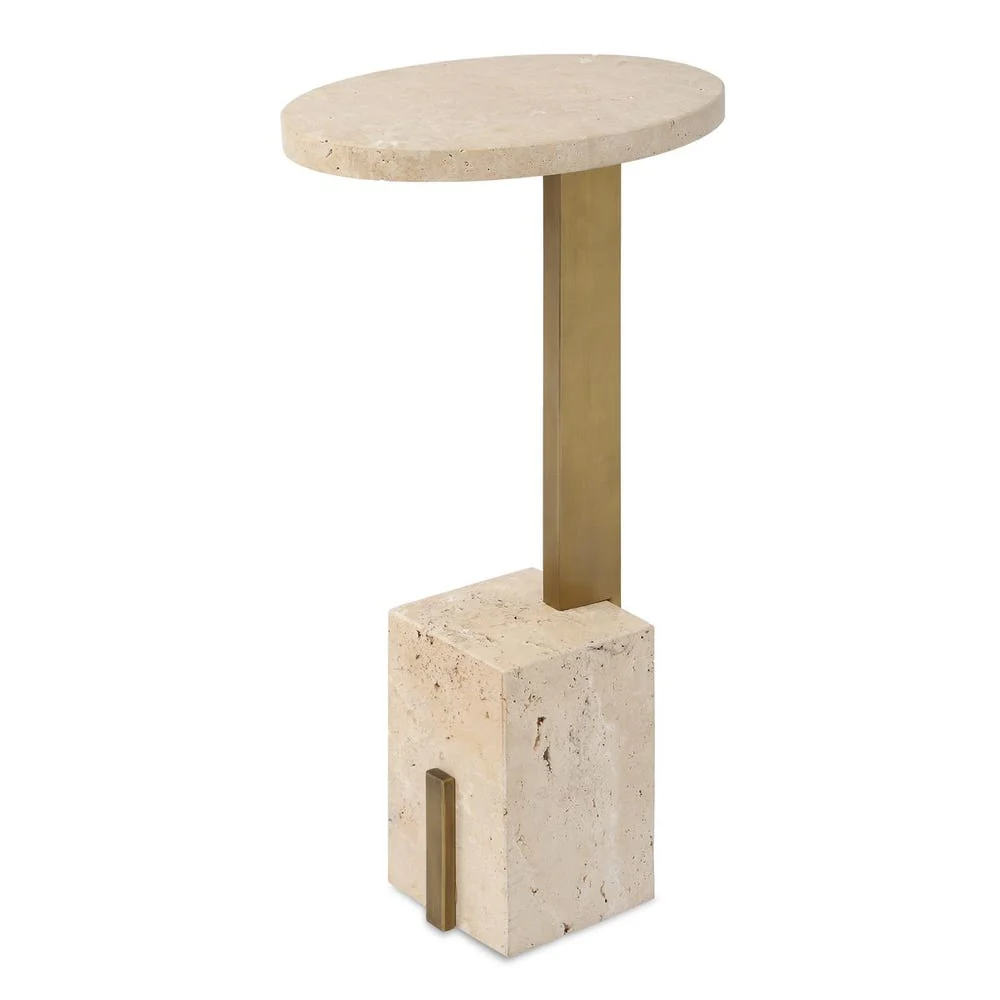 Uttermost Feranno Travertine And Brass Accent Table - Image 4