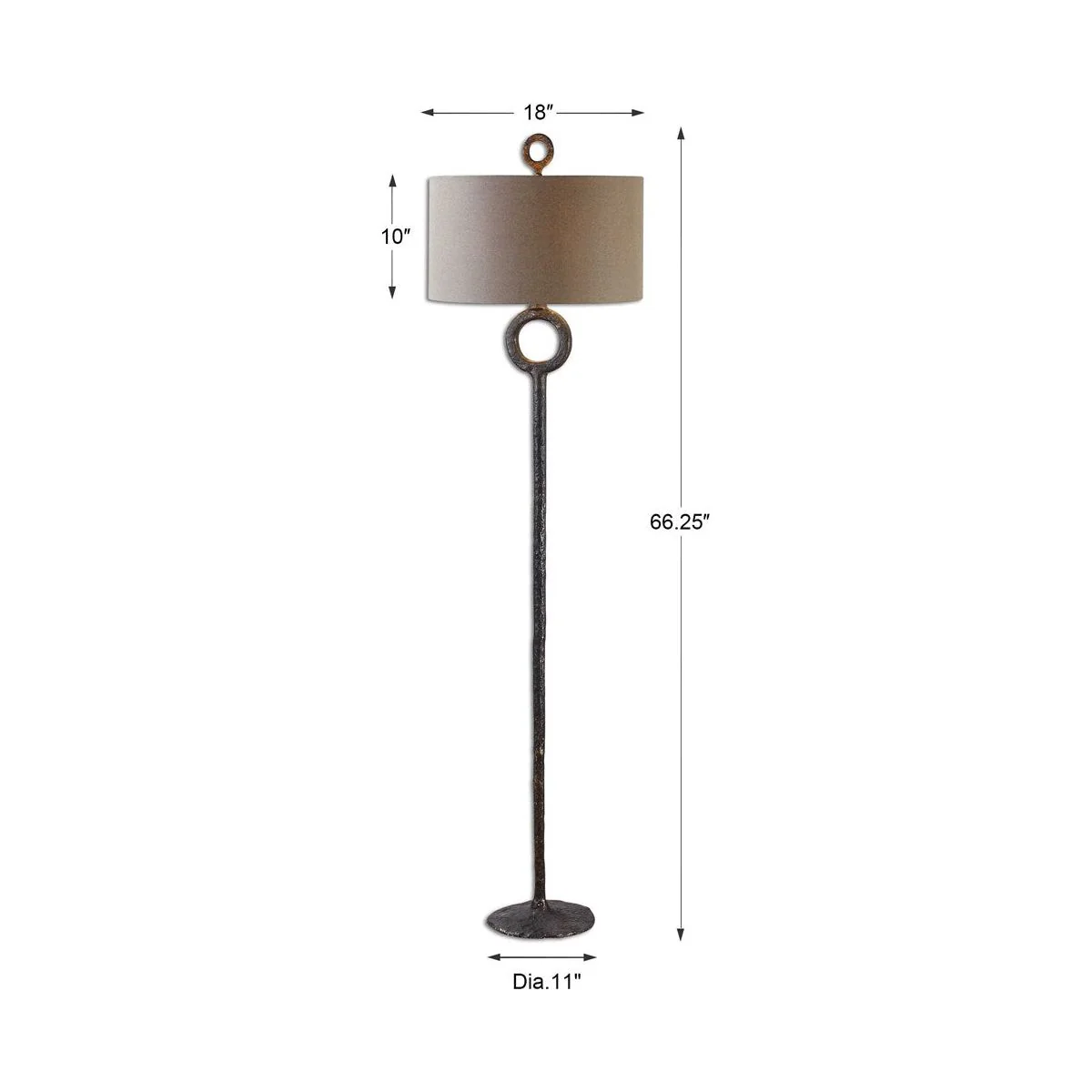 Uttermost Ferro Aged Rust Bronze Iron Floor Lamp With Beige Linen Fabric - Image 5