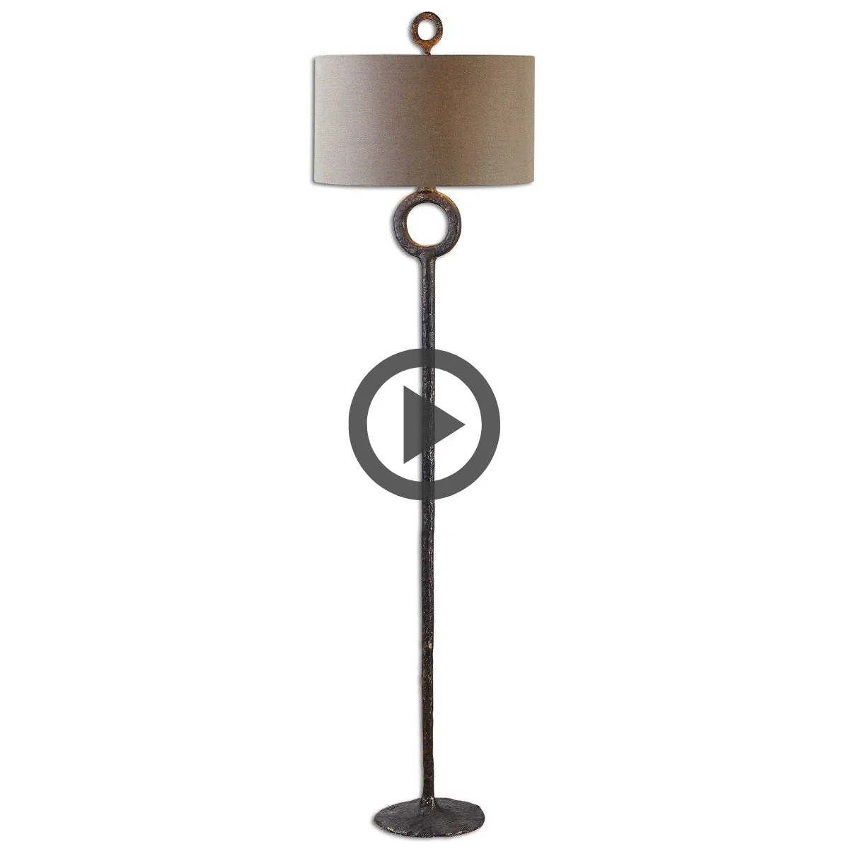 Uttermost Ferro Aged Rust Bronze Iron Floor Lamp With Beige Linen Fabric - Image 6