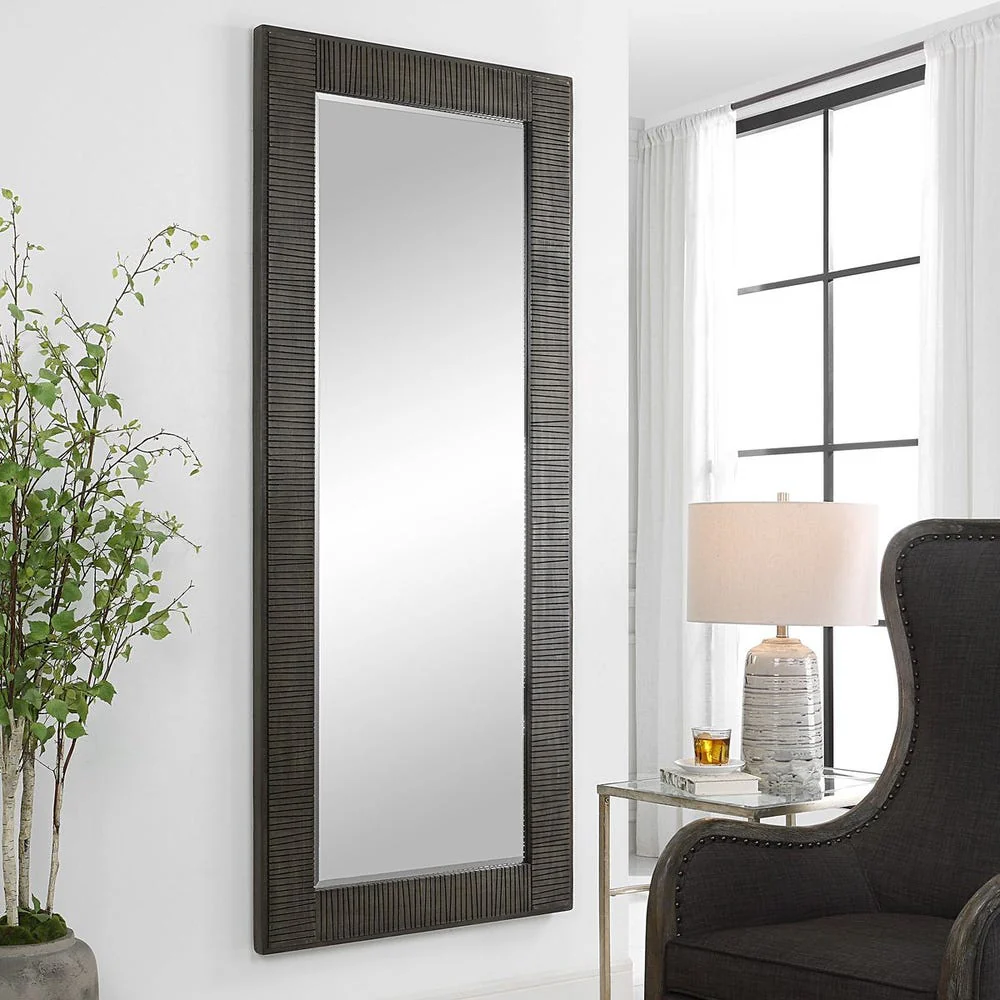 Uttermost Figaro Rustic Wood Gray Washed Mirror - Image 2