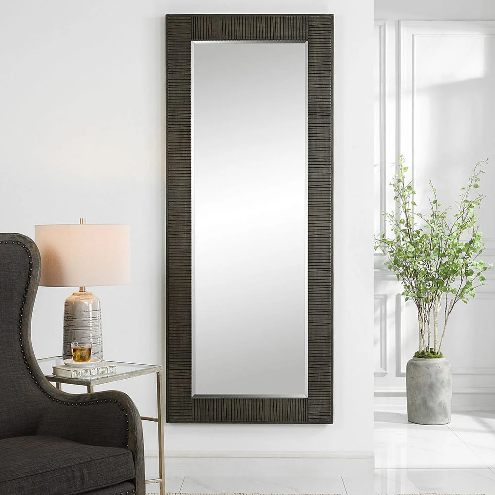Uttermost Figaro Rustic Wood Gray Washed Mirror - Image 4