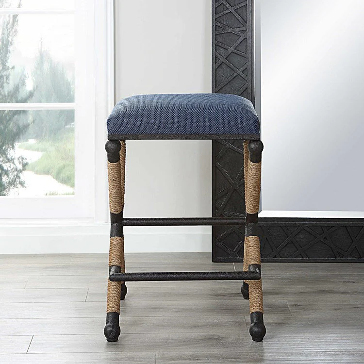 Uttermost Firth Navy Performance Fabric Counter Stool - Image 3