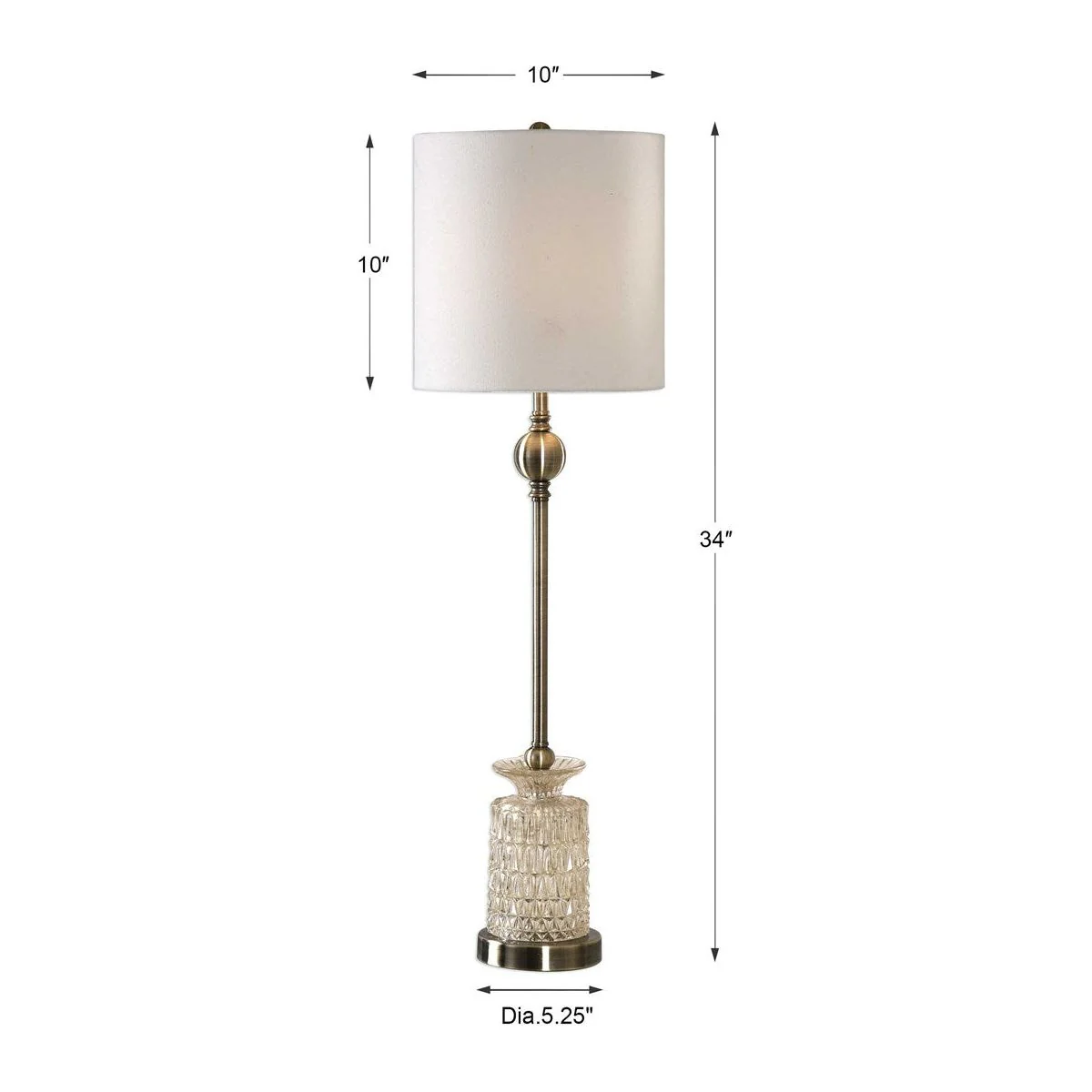 Uttermost Flaviana Champagne Glass Buffet Lamp With White Linen Shade - Image 3