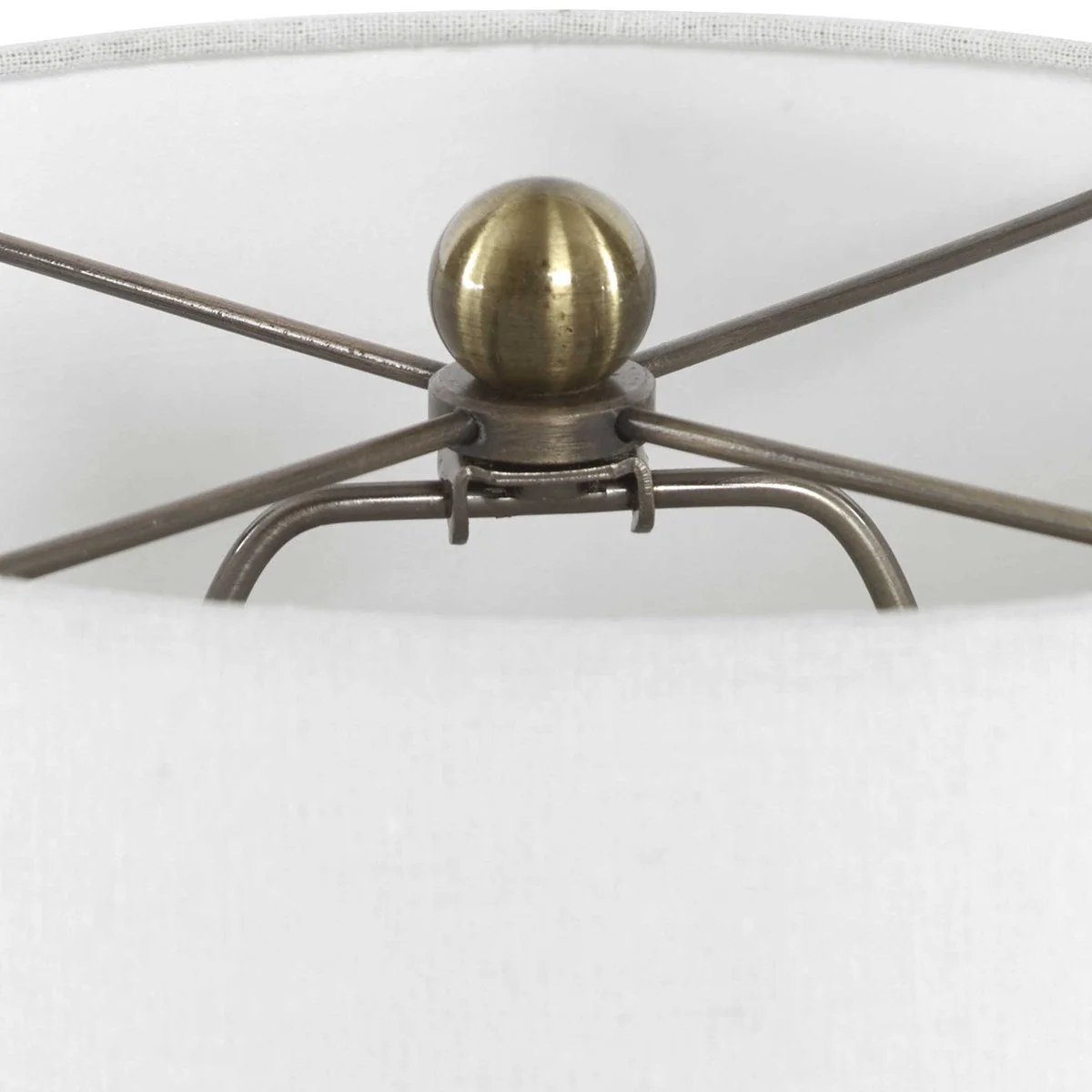 Uttermost Flaviana Champagne Glass Buffet Lamp With White Linen Shade - Image 5