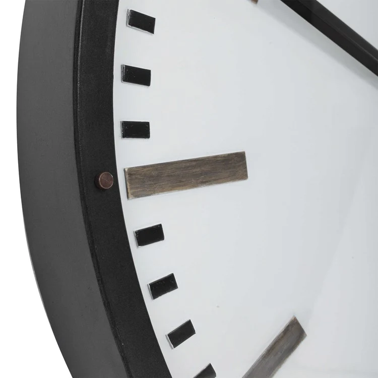 Uttermost Fleming White, Black and Antique Brass Modern Wall Clock - Image 5