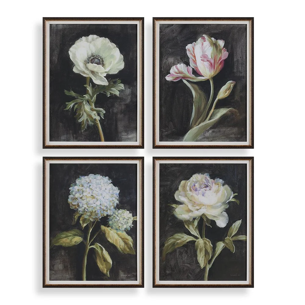 Uttermost Florals On Black Set of 4 Framed Prints - Image 5